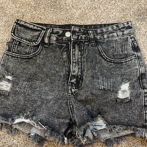 SHEIN Black Distressed Jean Shorts